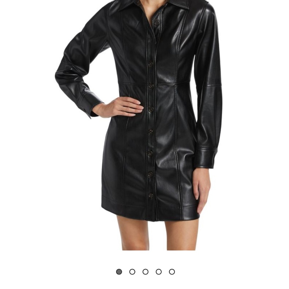 Rails Ruby Black Faux Leather Mini Shirtdress